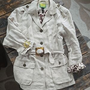 Women's Beige Linen Jacket